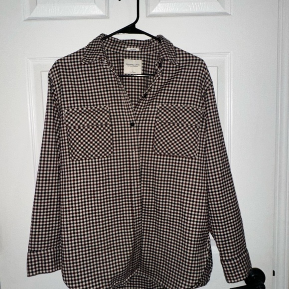 Abercrombie & Fitch Maroon and Black Plaid Shirt - Picture 4 of 4
